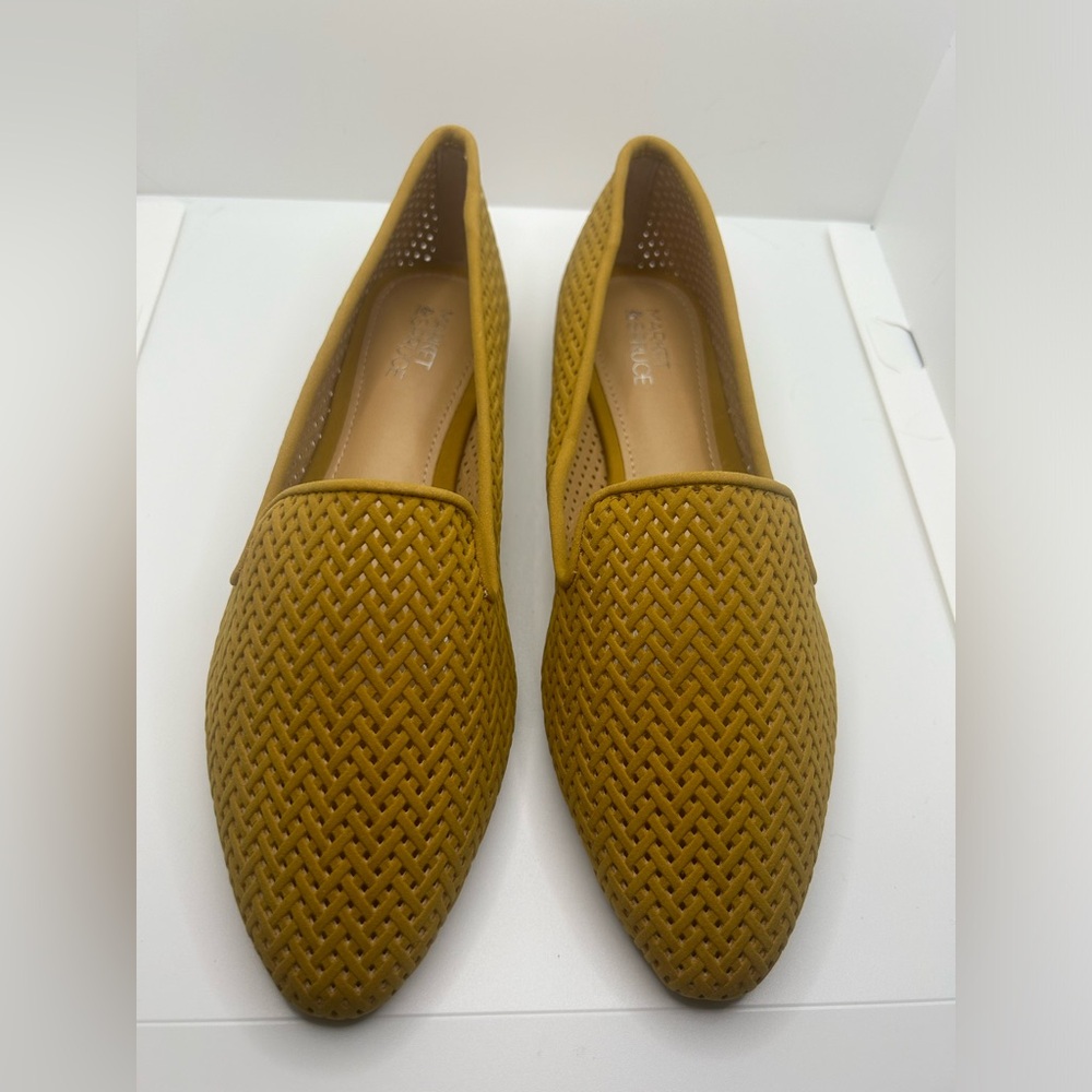 Market & Spruce mustard colored flat perforated shoes
